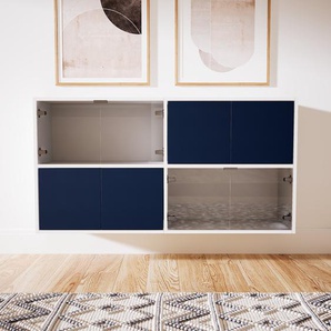 Hängeschrank Blau - Moderner Wandschrank: Türen in Kristallglas klar - 151 x 79 x 34 cm, konfigurierbar