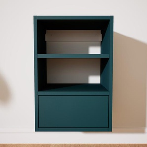 Hängeschrank Blaugrün - Moderner Wandschrank: Schubladen in Blaugrün - 41 x 60 x 34 cm, konfigurierbar