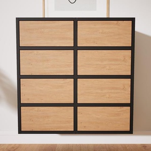 Hängeschrank Eiche - Moderner Wandschrank: Schubladen in Eiche - 79 x 79 x 34 cm, konfigurierbar