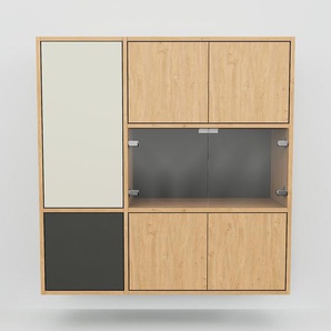 Hängeschrank Eiche - Moderner Wandschrank: Türen in Eiche - 115 x 118 x 37 cm, konfigurierbar