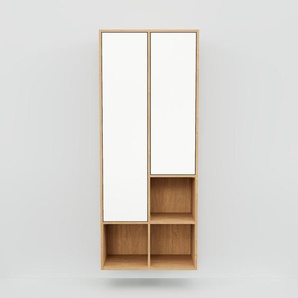Hängeschrank Eiche - Moderner Wandschrank: Türen in Weiß - 79 x 195 x 34 cm, konfigurierbar