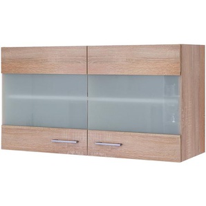 Hängeschrank Glas horizontal 100cm Braun/Weiß/Eiche Sonoma Dekor