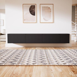 Hängeschrank Graphitgrau - Moderner Wandschrank: Schubladen in Graphitgrau - 264 x 40 x 34 cm, konfigurierbar