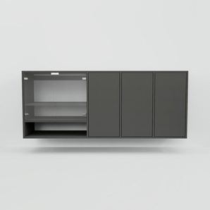 Hängeschrank Graphitgrau - Moderner Wandschrank: Türen in Graphitgrau - 192 x 79 x 50 cm, konfigurierbar