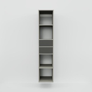 Hängeschrank Grau - Moderner Wandschrank: Schubladen in Graphitgrau - 41 x 195 x 53 cm, konfigurierbar