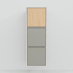 Hängeschrank Grau - Moderner Wandschrank: Türen in Grau - 41 x 118 x 34 cm, konfigurierbar