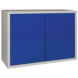 Hängeschrank H600xB800xT300 mm Vollblech, 1 Boden Stahlblech lichtgrau, RAL 7035/enzianblau, RAL 5010