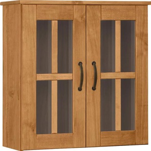 Hängeschrank HOME AFFAIRE Rodby Schränke Gr. B/H/T: 60 cm x 60 cm x 25 cm, 2 St., beige (natur gebeizt, gewachst) Bad-Hängeschränke FSC-zertifiziertes Massivholz, Griffe Metall, Breite 60cm, Höhe 60cm