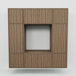 Hängeschrank Nussbaum - Moderner Wandschrank: Türen in Nussbaum - 154 x 156 x 47 cm, konfigurierbar