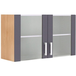 Hängeschrank OPTIFIT Odense Schränke Gr. B/H/T: 100 cm x 57,6 cm x 34,6 cm, 2 St., grau (anthrazit, buche) Hängeschränke 100 cm breit, mit 2 Türen Grauglaseinsatz