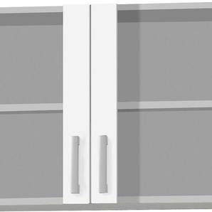 Hängeschrank OPTIFIT Odense Schränke Gr. B/H/T: 100 cm x 57,6 cm x 34,6 cm, 2 St., weiß (weiß, buche, milchglas) Hängeschränke 100 cm breit, mit 2 Türen Grauglaseinsatz