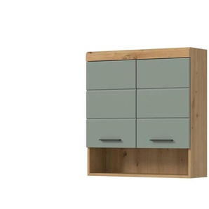 Hängeschrank SCHLOONSEE  Breite 74cm  2 Türen  1 offenes Fächer  MDF-Front  in verschiedenen Farben erhältlich  Badmöbel  Badschrank  Schrank  Bad  Schloonsee ¦ grün ¦ Maße (cm): B: 74 H: 79