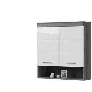 Hängeschrank SCHLOONSEE  Breite 74cm  2 Türen  1 offenes Fächer  MDF-Front  in verschiedenen Farben erhältlich  Badmöbel  Badschrank  Schrank  Bad  Schloonsee ¦ weiß ¦ Maße (cm): B: 74 H: 79