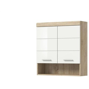 Hängeschrank SCHLOONSEE  Breite 74cm  2 Türen  1 offenes Fächer  MDF-Front  in verschiedenen Farben erhältlich  Badmöbel  Badschrank  Schrank  Bad  Schloonsee ¦ weiß ¦ Maße (cm): B: 74 H: 79