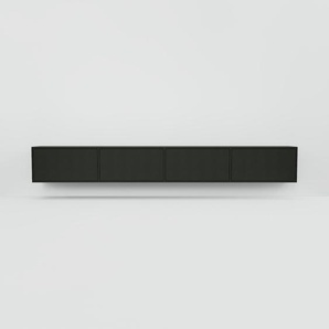 Hängeschrank Schwarz - Moderner Wandschrank: Schubladen in Schwarz - 300 x 41 x 34 cm, konfigurierbar