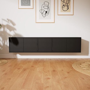 Hängeschrank Schwarz - Moderner Wandschrank: Türen in Schwarz - 190 x 41 x 34 cm, konfigurierbar