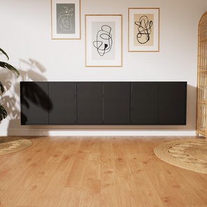 Hängeschrank Schwarz - Moderner Wandschrank: Türen in Schwarz - 226 x 60 x 34 cm, konfigurierbar