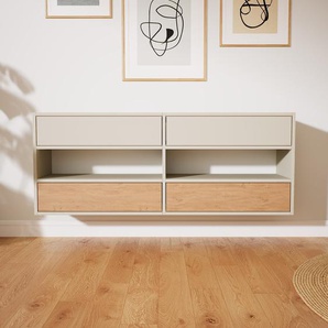 Hängeschrank Taupe - Moderner Wandschrank: Schubladen in Eiche - 151 x 60 x 34 cm, konfigurierbar