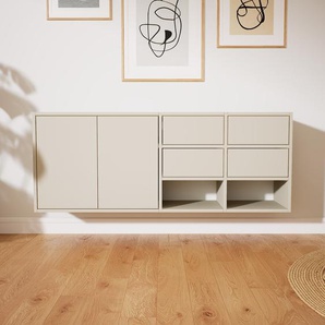 Hängeschrank Taupe - Wandschrank: Schubladen in Taupe & Türen in Taupe - 154 x 60 x 34 cm, konfigurierbar