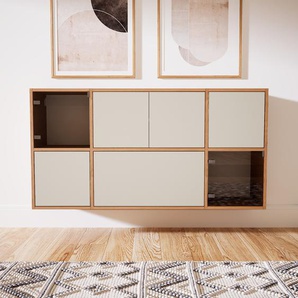Hängeschrank Taupe - Wandschrank: Schubladen in Taupe & Türen in Taupe - 154 x 79 x 34 cm, konfigurierbar