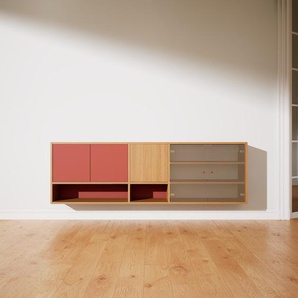Hängeschrank Terrakotta - Moderner Wandschrank: Türen in Kristallglas klar - 190 x 60 x 37 cm, konfigurierbar