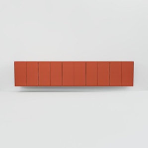Hängeschrank Terrakotta - Moderner Wandschrank: Türen in Terrakotta - 375 x 79 x 47 cm, konfigurierbar