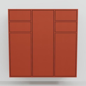 Hängeschrank Terrakotta - Wandschrank: Schubladen in Terrakotta & Türen in Terrakotta - 118 x 117 x 34 cm, konfigurierbar