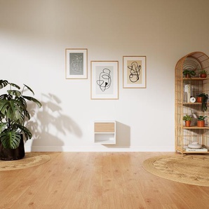 Hängeschrank Weiß - Moderner Wandschrank: Schubladen in Eiche - 41 x 41 x 34 cm, konfigurierbar