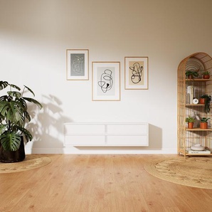 Hängeschrank Weiß - Moderner Wandschrank: Schubladen in Weiß - 151 x 41 x 34 cm, konfigurierbar
