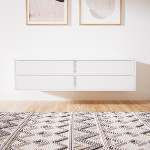 Hängeschrank Weiß - Moderner Wandschrank: Schubladen in Weiß - 151 x 41 x 47 cm, konfigurierbar