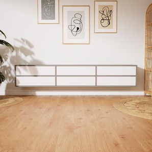 Hängeschrank Weiß - Moderner Wandschrank: Schubladen in Weiß - 226 x 41 x 34 cm, konfigurierbar