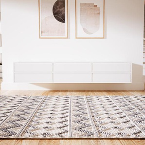 Hängeschrank Weiß - Moderner Wandschrank: Schubladen in Weiß - 226 x 41 x 47 cm, konfigurierbar