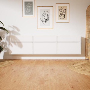 Hängeschrank Weiß - Moderner Wandschrank: Schubladen in Weiß - 226 x 60 x 34 cm, konfigurierbar