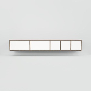 Hängeschrank Weiß - Moderner Wandschrank: Schubladen in Weiß - 267 x 40 x 47 cm, konfigurierbar