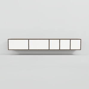 Hängeschrank Weiß - Moderner Wandschrank: Schubladen in Weiß - 267 x 41 x 47 cm, konfigurierbar