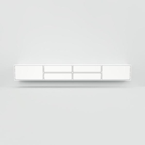 Hängeschrank Weiß - Moderner Wandschrank: Schubladen in Weiß - 300 x 40 x 34 cm, konfigurierbar