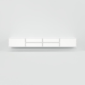 Hängeschrank Weiß - Moderner Wandschrank: Schubladen in Weiß - 300 x 41 x 34 cm, konfigurierbar