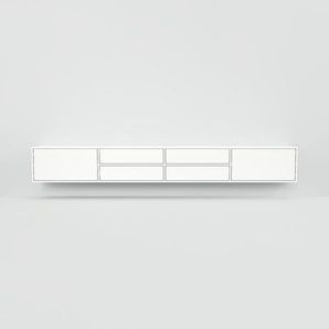 Hängeschrank Weiß - Moderner Wandschrank: Schubladen in Weiß - 300 x 41 x 34 cm, konfigurierbar