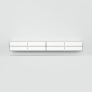 Hängeschrank Weiß - Moderner Wandschrank: Schubladen in Weiß - 300 x 41 x 34 cm, konfigurierbar