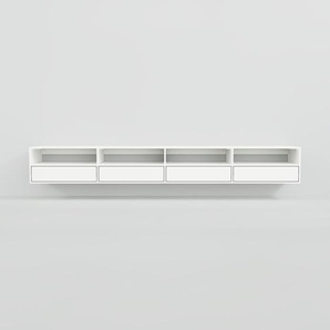 Hängeschrank Weiß - Moderner Wandschrank: Schubladen in Weiß - 300 x 41 x 47 cm, konfigurierbar