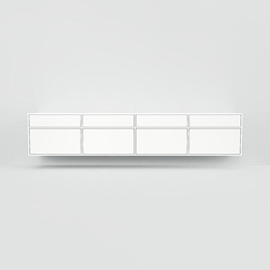 Hängeschrank Weiß - Moderner Wandschrank: Schubladen in Weiß - 300 x 60 x 47 cm, konfigurierbar