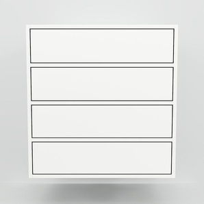 Hängeschrank Weiß - Moderner Wandschrank: Schubladen in Weiß - 77 x 79 x 53 cm, konfigurierbar