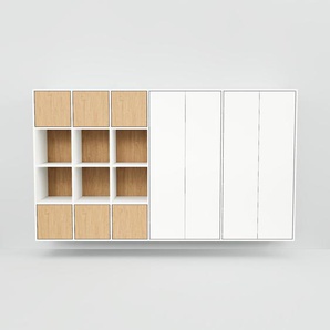 Hängeschrank Weiß - Moderner Wandschrank: Türen in Eiche - 267 x 156 x 47 cm, konfigurierbar