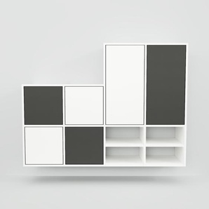 Hängeschrank Weiß - Moderner Wandschrank: Türen in Graphitgrau - 156 x 118 x 34 cm, konfigurierbar