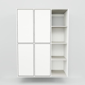 Hängeschrank Weiß - Moderner Wandschrank: Türen in Weiß - 118 x 156 x 47 cm, konfigurierbar