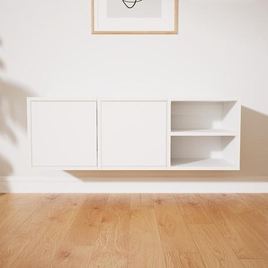 Hängeschrank Weiß - Moderner Wandschrank: Türen in Weiß - 118 x 41 x 34 cm, konfigurierbar