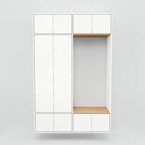 Hängeschrank Weiß - Moderner Wandschrank: Türen in Weiß - 151 x 233 x 47 cm, konfigurierbar