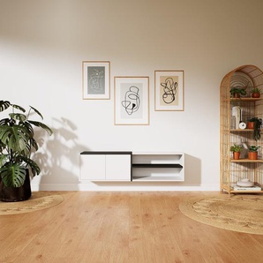 Hängeschrank Weiß - Moderner Wandschrank: Türen in Weiß - 151 x 41 x 34 cm, konfigurierbar