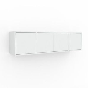 Hängeschrank Weiß - Moderner Wandschrank: Türen in Weiß - 154 x 41 x 35 cm, konfigurierbar