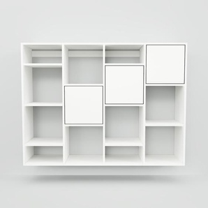 Hängeschrank Weiß - Moderner Wandschrank: Türen in Weiß - 156 x 118 x 34 cm, konfigurierbar
